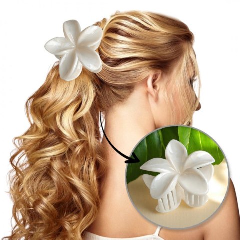 Spinka do włosów klamra XL kwiat, marmurek kość słoniowa 7,5 x 8cm SP407