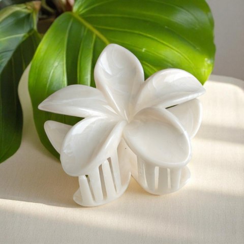 Spinka do włosów klamra XL kwiat, marmurek kość słoniowa 7,5 x 8cm SP407