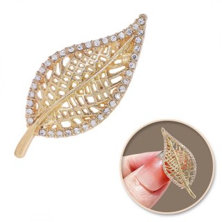 Broszka ozdobna - liść z cyrkoniami BZ212