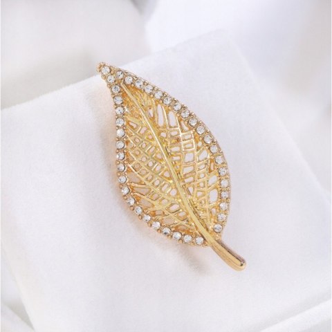 Broszka ozdobna - liść z cyrkoniami BZ212