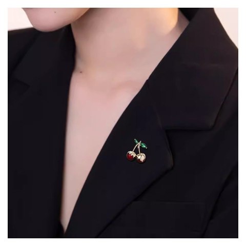 Broszka ozdobna złote soczyste WISIENKI oblane złotem BZ198