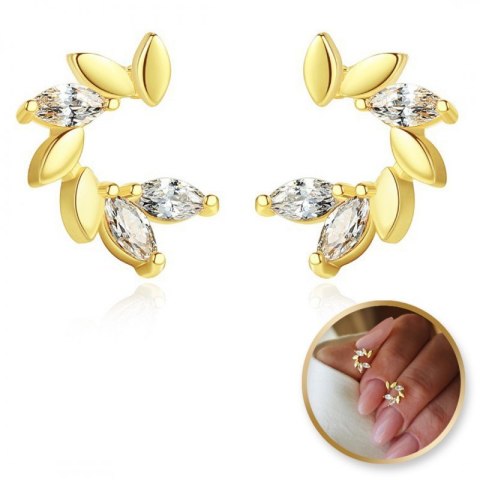 Kolczyki ze stali szlachetnej pozłacane 14k złotem, cyrkonie KST2847