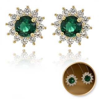 Kolczyki ze stali szlachetnej pozłacane 14k złotem, z cyrkoniami KST3415