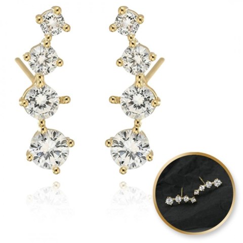 Kolczyki ze stali szlachetnej pozłacane 14k złotem, z cyrkoniami KST3418