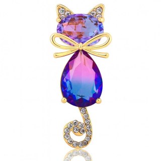 Broszka ozdobna kryształkowy kotek BZ220