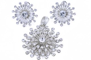 Komplet posrebrzany z cyrkoniami