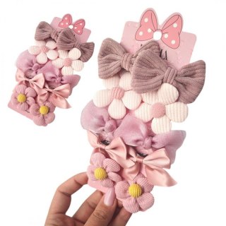 Zestaw frotek gumek do włosów 10w1 na plakietce, KOKARDKI, Kwiatki GUM169