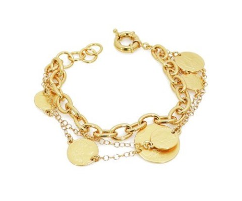 Bransoletka z kilku łańcuszków z monetami