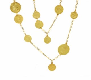 Długi naszyjnik z monetkami