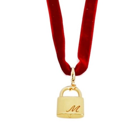 Kłódeczka z grawerem na aksamitce (3.5cm)