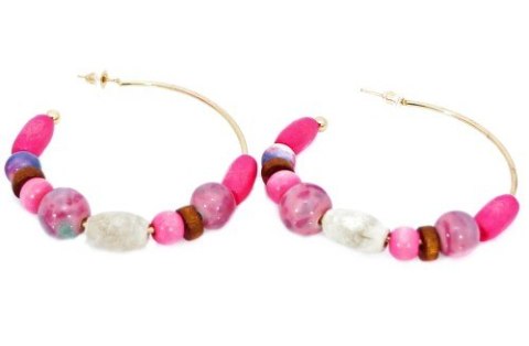 Kolczyki kolorowe korale róż