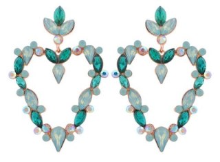 Kolczyki, sztyfty, serca, kolorowe cyrkonie, zielone 2