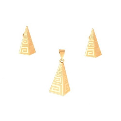 Komplet pozłacany piramidka z motywem greckim