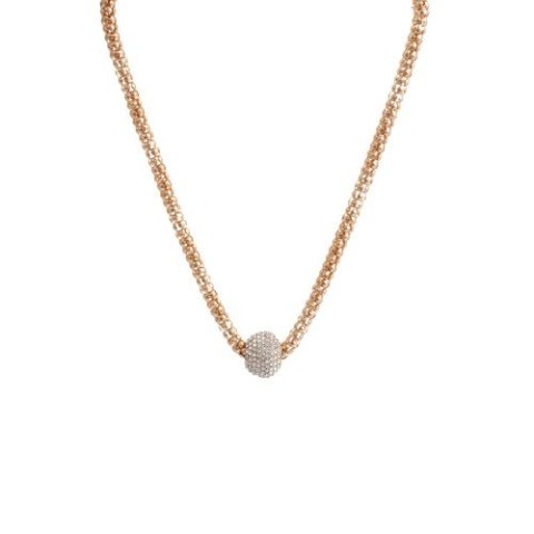 Naszyjnik pozłacany, łańcuszek siateczka, ozdoba kula 52