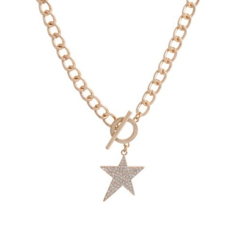 Naszyjnik pozłacany, zapinany z przodu, zawieszka gwiazda 48