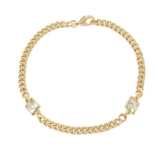 Bransoletka pozłacana, pancerka, kwadratowa cyrkonia
