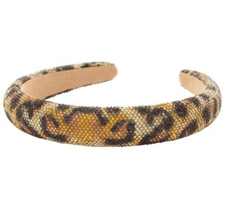 Opaska do włosów zdobiona cyrkoniami w kolorze złoto-czarnym, panterka