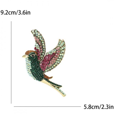 Broszka ozdobna - kolorowy ptak, cyrkonie BZ222