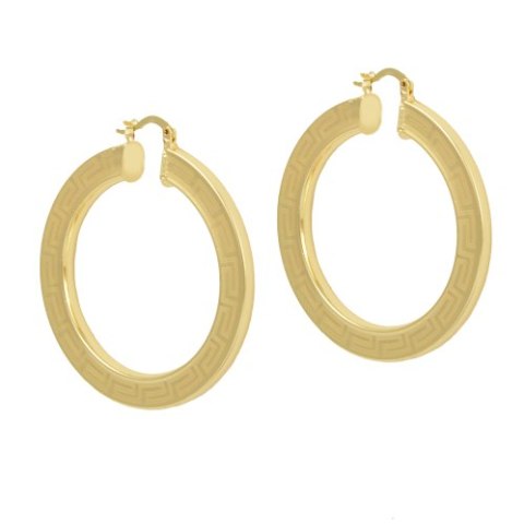 Kolczyki pozłacane , koła, płaskie, wzór grecki 20