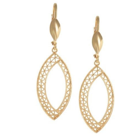 Kolczyki pozłacane, wiszące , wycinany trójkątny wzorek