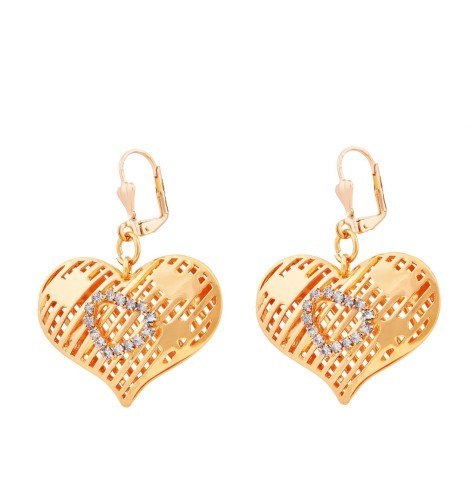 Kolczyki, wiszące, serce, ażur, cyrkonie, łatki 20